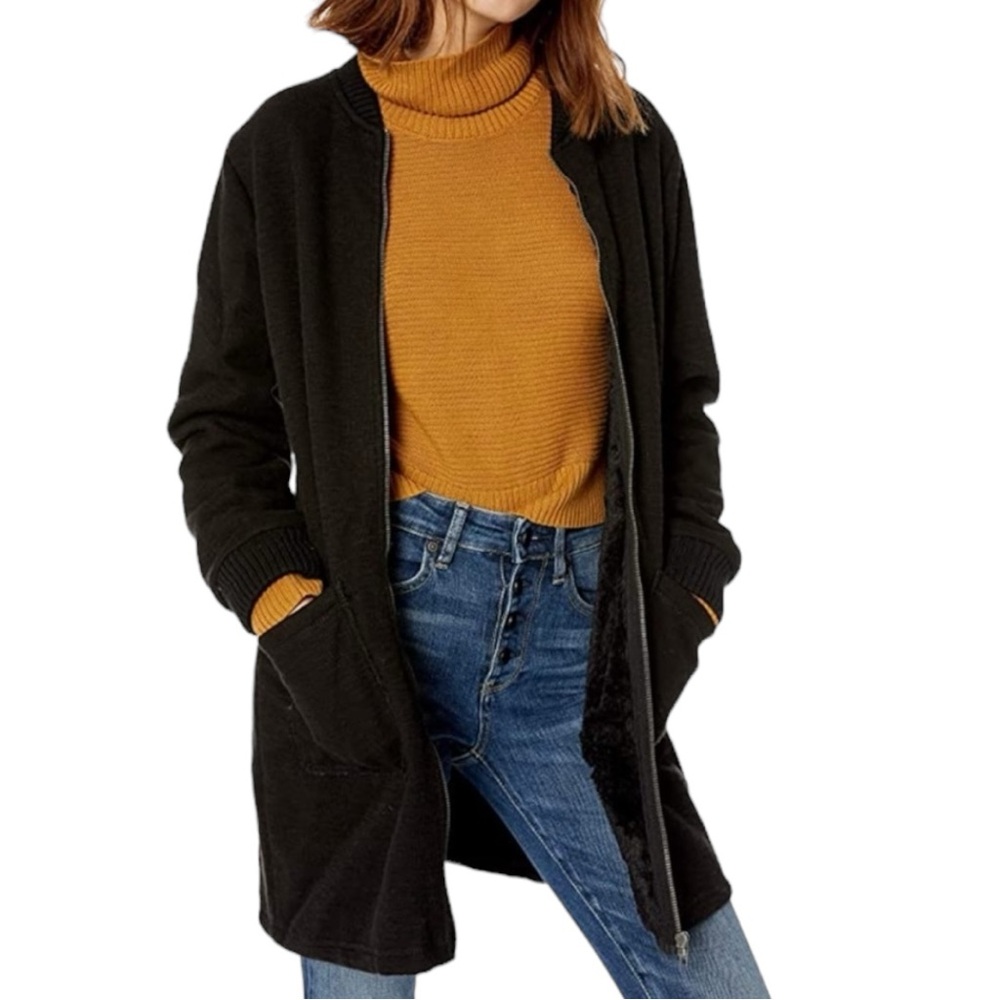 Cupcakes & Cashmere Bill Knit Bonded Shearling Jacket Coatigan Womens M Sweater